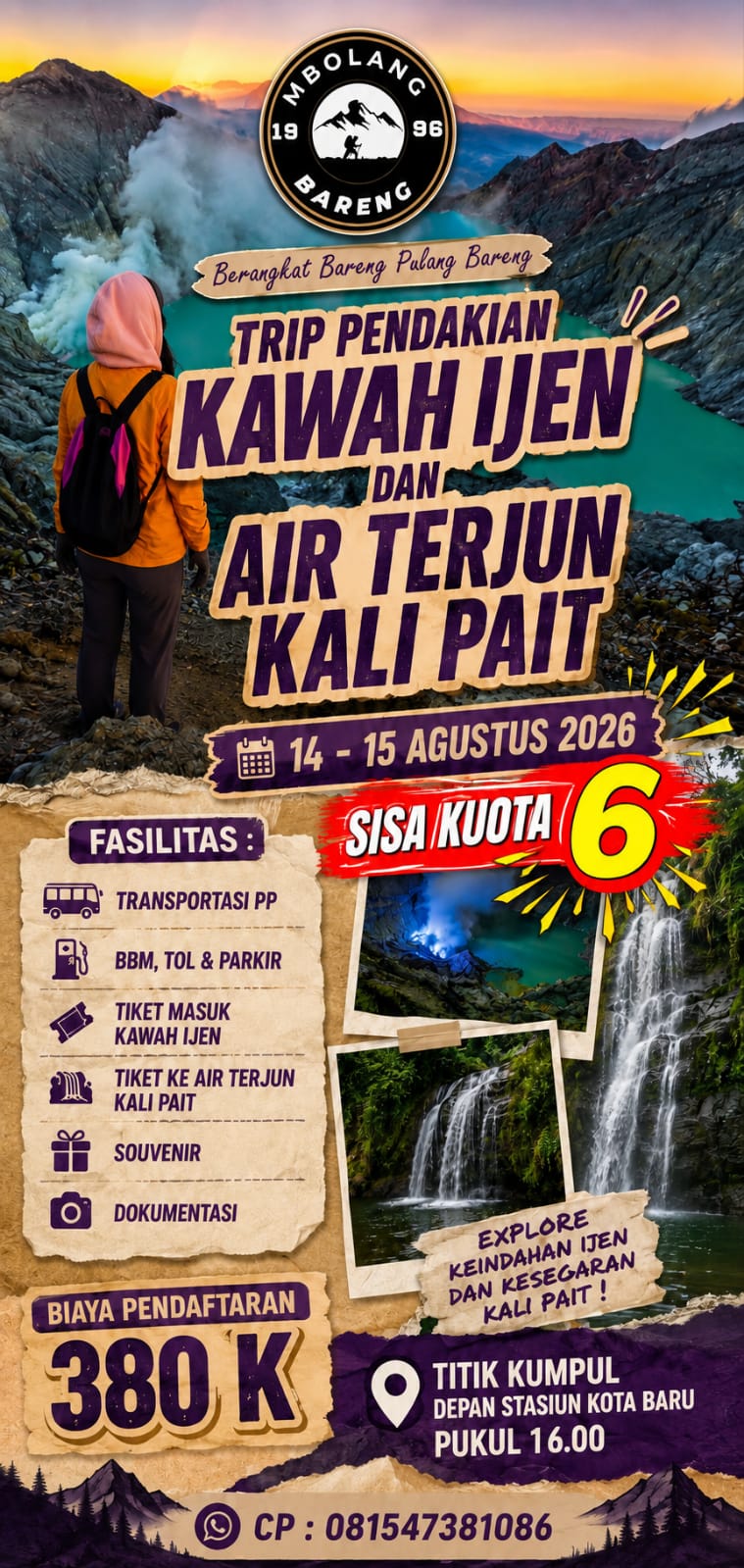Trip kawah ijen dan air terjun Kali Pait