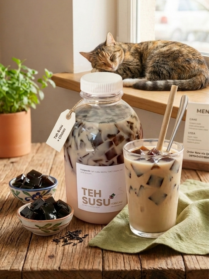 Teh susu madu +cincau